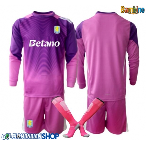 Maglie da calcio Aston Villa Portiere Terza Maglia Bambino 2025-26 Manica Lunga + Pantaloni corti)